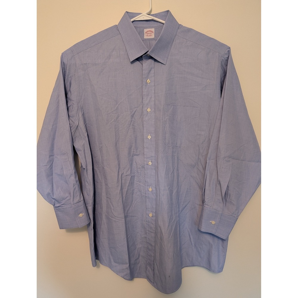 Brooks Brothers Makers Mens 2XL Blue Solid Long Sleeve Button Up Dress Shirt